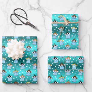 Himmlische WeihnachtsAngels Muster Geschenkpapier Set