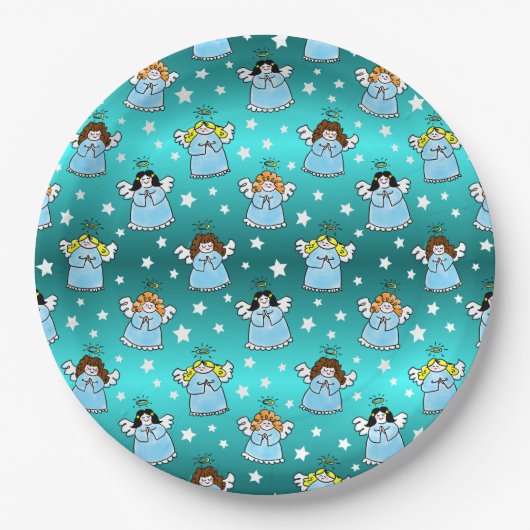 Himmlische WeihnachtsAngels Muster Pappteller (Vorderseite)