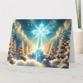Himmlische Weihnachtslandschaft mit Heiligenkreuz Karte