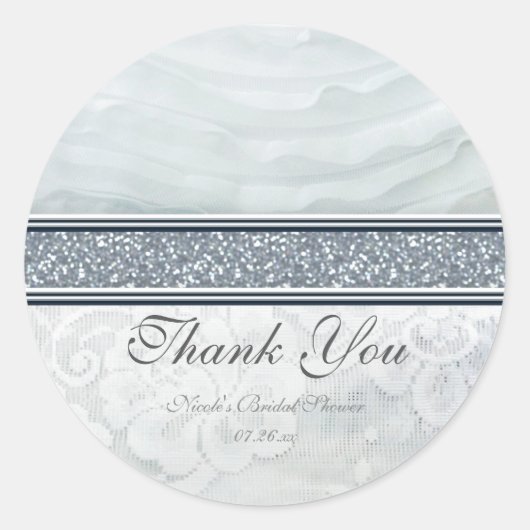 Himmlische White Ruffles & Lace Wedding Stickers (Vorderseite)