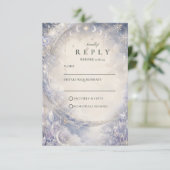 Himmlische Winterhochzeit RSVP Karte (Stehend Vorderseite)