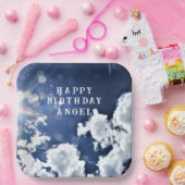 Himmlische Wolken "Happy Birthday" "Angel" Pappteller (Party)