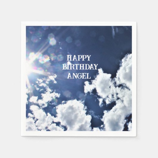 Himmlische Wolken "Happy Birthday" "Angel" Serviette (Vorderseite)
