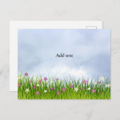 Himmlische Wolken, Wiese mit Blume, Postkarte (Vorne/Hinten)