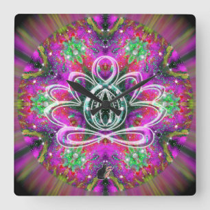 Himmlische Zen-Lotos-Uhr Quadratische Wanduhr