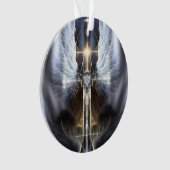 Himmlischer Angel Wing Cross Acrylic Ornament (Vorderseite)