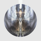 Himmlischer Angel Wing Cross Acrylic Ornament (Rückseite)