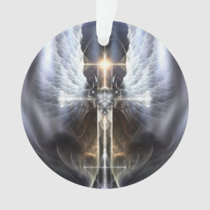 Himmlischer Angel Wing Cross Acrylic Ornament