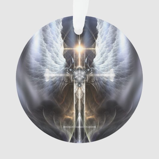 Himmlischer Angel Wing Cross Acrylic Ornament (Vorderseite)
