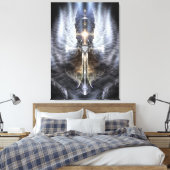 Himmlischer Angel Wing Cross Canvas Print Jagdweg Leinwanddruck (Insitu (Schlafzimmer))