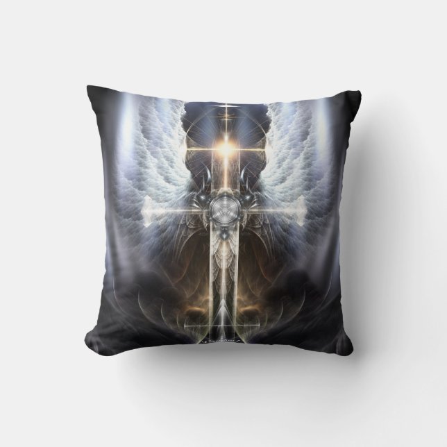 Himmlischer Angel Wing Cross Decorative Kissen (Vorderseite)