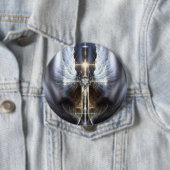 Himmlischer Angel Wing Cross Fraktal Art Button (Beispiel)