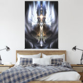 Himmlischer Angel Wing Cross Fraktal Art Canvas Pr Leinwanddruck (Insitu (Schlafzimmer))