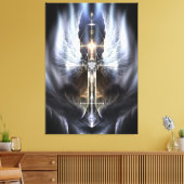 Himmlischer Angel Wing Cross Fraktal Art Canvas Pr Leinwanddruck (Insitu (Wohnzimmer))