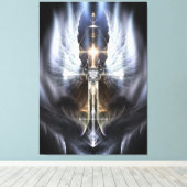Himmlischer Angel Wing Cross Fraktal Art Canvas Pr Leinwanddruck (Insitu (Holzboden))