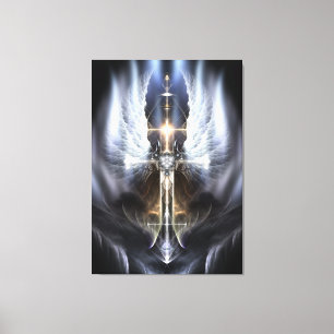 Himmlischer Angel Wing Cross Fraktal Art Canvas Pr Leinwanddruck