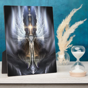 Himmlischer Angel Wing Cross Fraktal Art Foto Plaq Fotoplatte