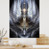 Himmlischer Angel Wing Cross Fraktal Art Jagdweg Poster (Küche)