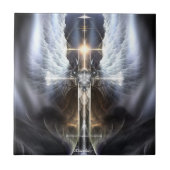 Himmlischer Angel Wing Cross Fraktal Art Tile Fliese (Vorderseite)