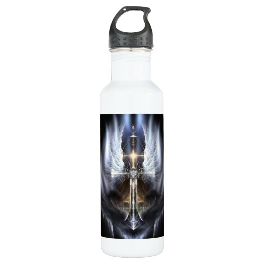 Himmlischer Angel Wing Cross Fraktal Art Trinkflasche (Vorderseite)