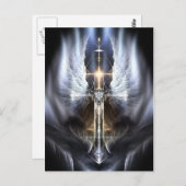 Himmlischer Angel Wing Cross Fraktal Postkarte (Vorne/Hinten)