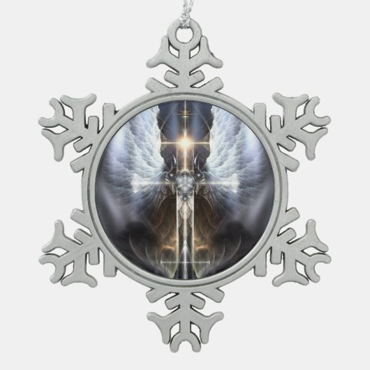 Himmlischer Angel Wing Cross Snowflake Ornament (Vorderseite)