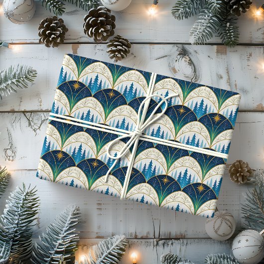 Himmlischer Art Deco Waldurlaub Geschenkpapier