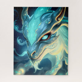 Himmlischer Azurwächterdrache mit leuchtenden Auge Puzzle