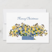 Himmlischer blauer Blumenkorb mit gemischten Medie