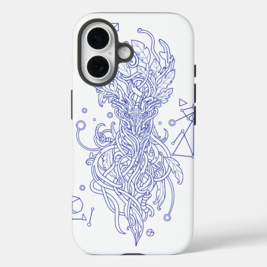 Himmlischer blauer Lebensbaum Linienkunst: Geometr Case-Mate iPhone Hülle (Rückseite)