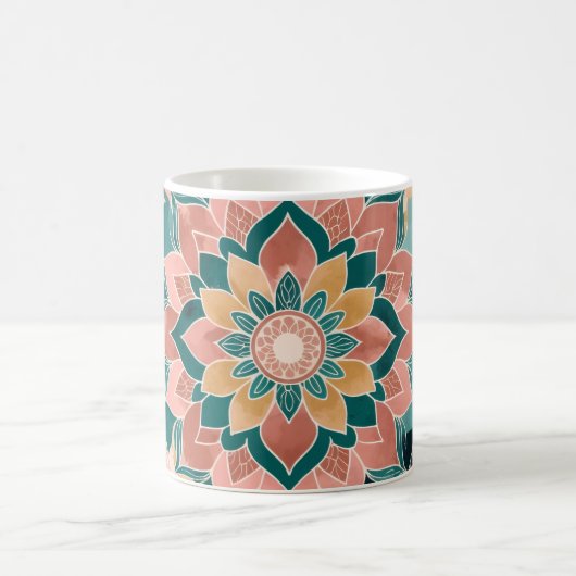 Himmlischer Boho-Lotus-Traum-Becher | Rosa Kaffeetasse (Mittel)