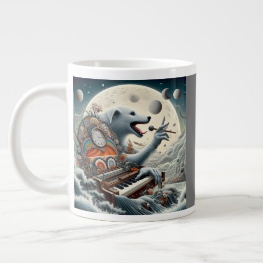 Himmlischer Canis Pianist Jumbo-Tasse (Links)