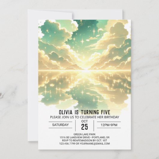 Himmlischer Celestial Digital Geburtstag Einladung (Vorderseite)