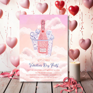 Himmlischer Champagner-Eimer Valentinstag-Party Einladung