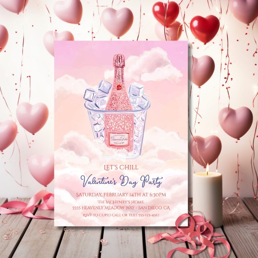 Himmlischer Champagner-Eimer Valentinstag-Party Einladung