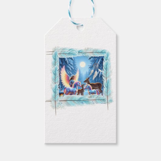 Himmlischer Cherub & Fantasy Guardians Kunstpostka Geschenkanhänger (Vorderseite)