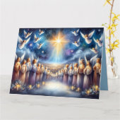 Himmlischer Chor unter dem Stern von Bethlehem Karte (Gelbe Blume)