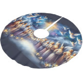 Himmlischer Chor unter dem Stern von Bethlehem Polyester Weihnachtsbaumdecke (Schrägansicht)