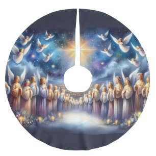 Himmlischer Chor unter dem Stern von Bethlehem Polyester Weihnachtsbaumdecke