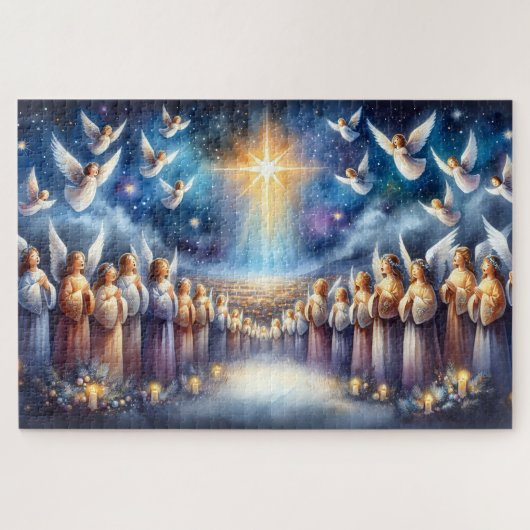 Himmlischer Chor unter dem Stern von Bethlehem Puzzle (Horizontal)
