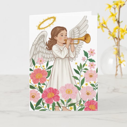 Himmlischer Engel mit Golden Trumpet Beschreibung: Karte (Gelbe Blume)