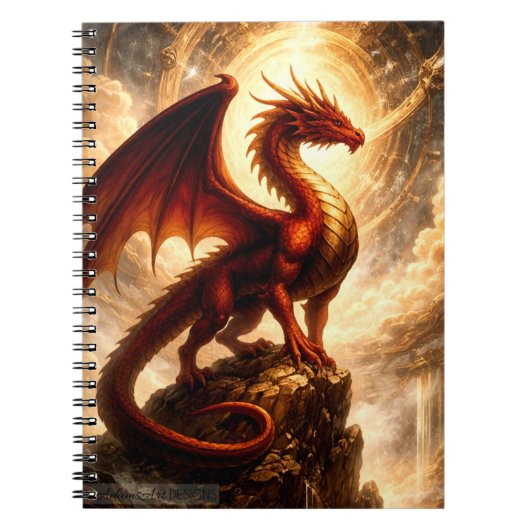 Himmlischer Feuerdrache Wächter Fantasy Notizblock (Vorderseite)