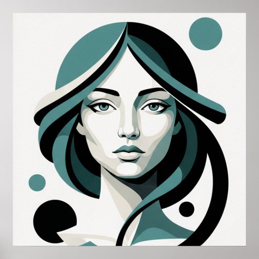 Himmlischer Fluss: Minimalistisches Teal-Porträt Poster (Vorne)