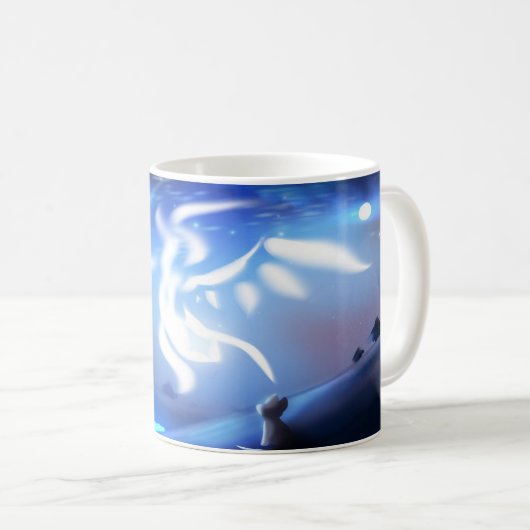 Himmlischer Fuchstraum Nachthimmel Fantasy-Kunst Kaffeetasse (VorderseiteRechts)