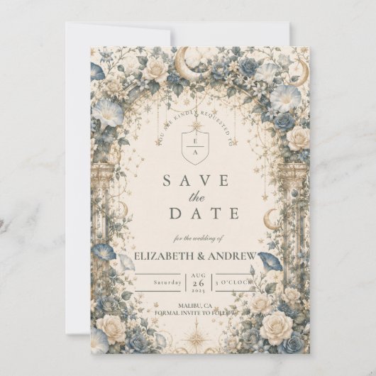 Himmlischer Gartenhochzeit unter Sternen Save The Date (Vorderseite)