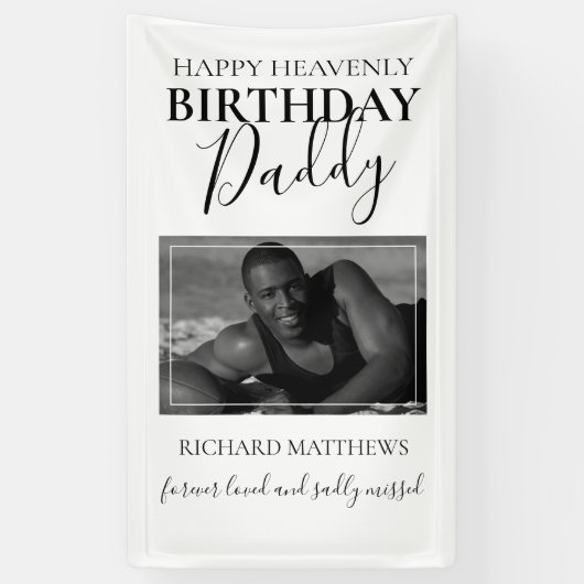 Himmlischer Geburtstag Daddy | Foto-Memorial-Banne Banner (Vertikal)
