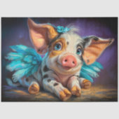 Himmlischer geflügelter Ferkel-Engel Découpage Seidenpapier (Vorderseite)