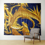 Himmlischer Gold-Drachen-Teppich Wandteppich (Beispiel (Horizontal))