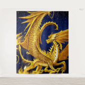 Himmlischer Gold-Drachen-Teppich Wandteppich (Vorderseite)