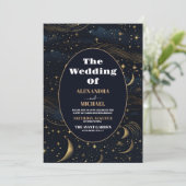 Himmlischer Halbmond Goldene Hochzeit Einladung (Stehend Vorderseite)